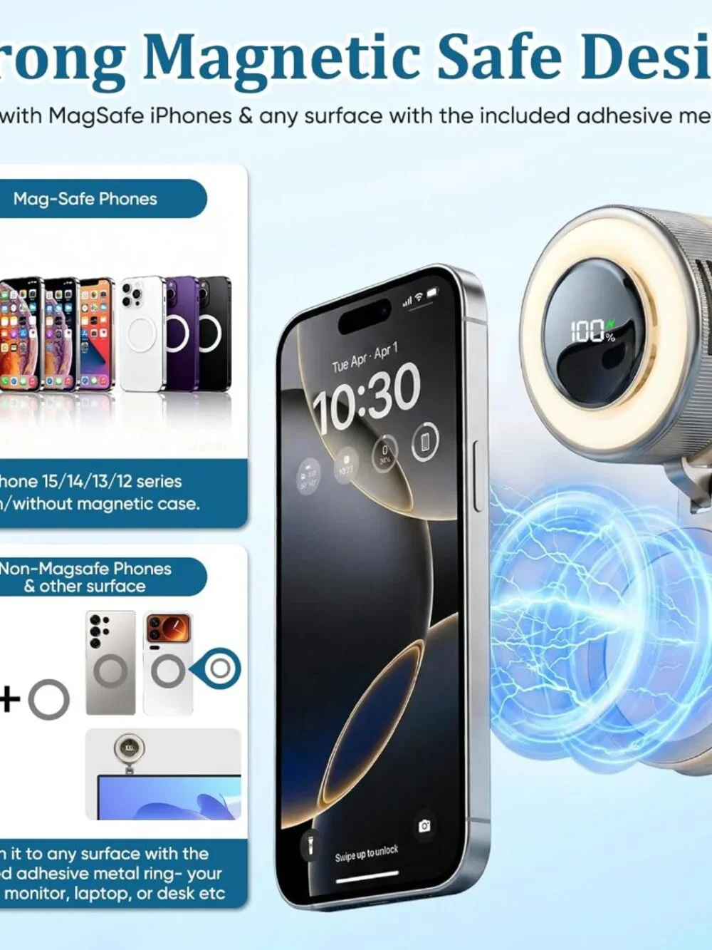 Portable Rechargeable Neck Fan with Magnetic Phone Holder & Digital Battery